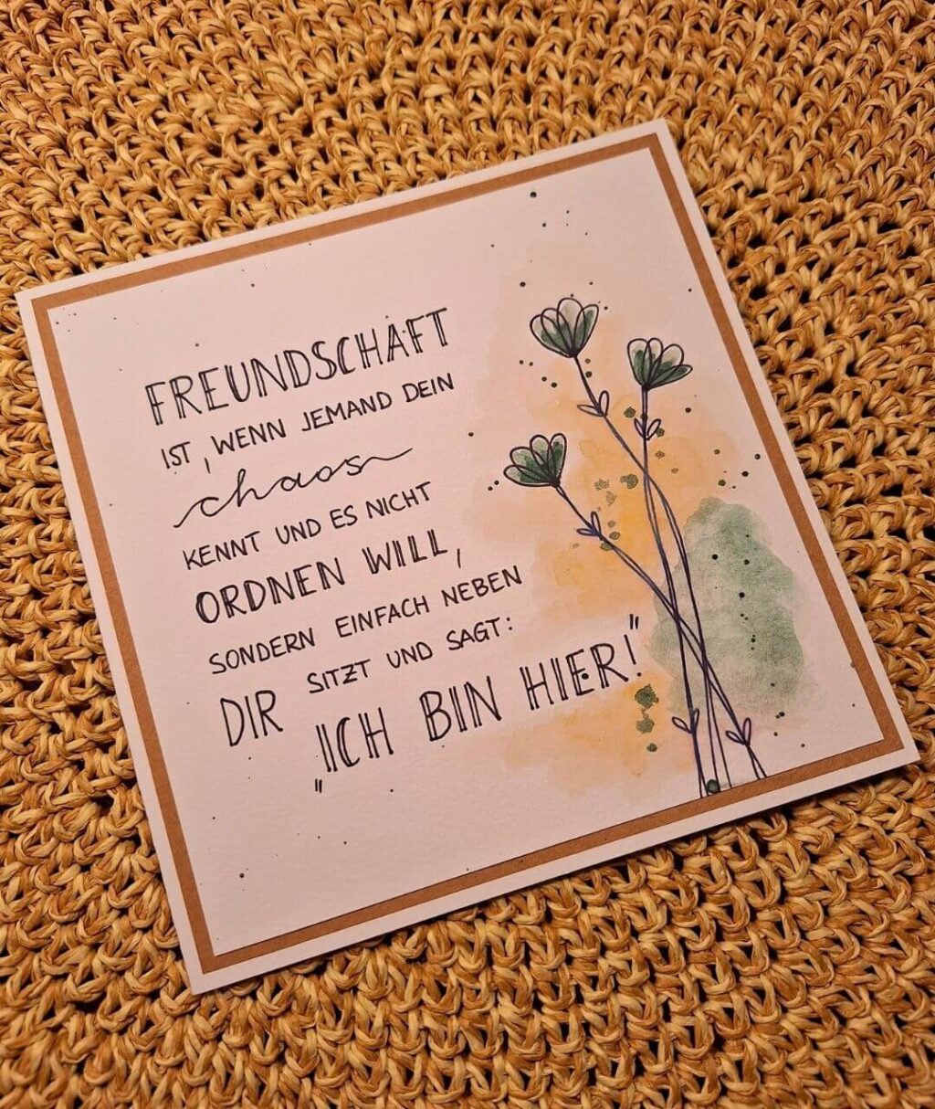 Grußkarte zur Freundschaft mit Blumen
