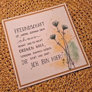 Grußkarte zur Freundschaft mit Blumen